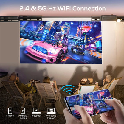 4K Projectors with Wifi and Bluetooth ,Native 1080P Projection,9000 Lumens,With Carry Bag