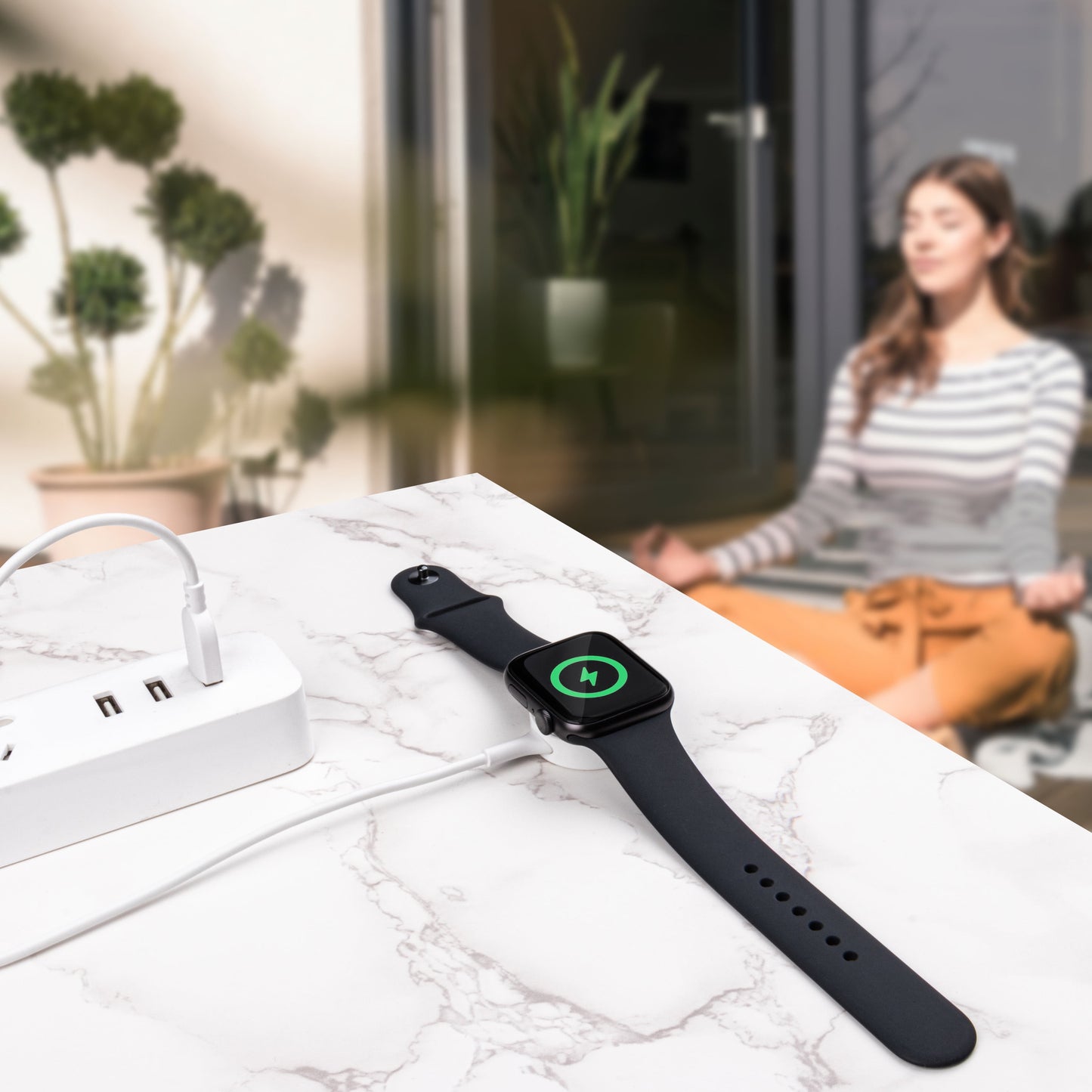 . 6FT Smart Watch Charger for Apple Watch, Compatible with All Apple Watch Series.White